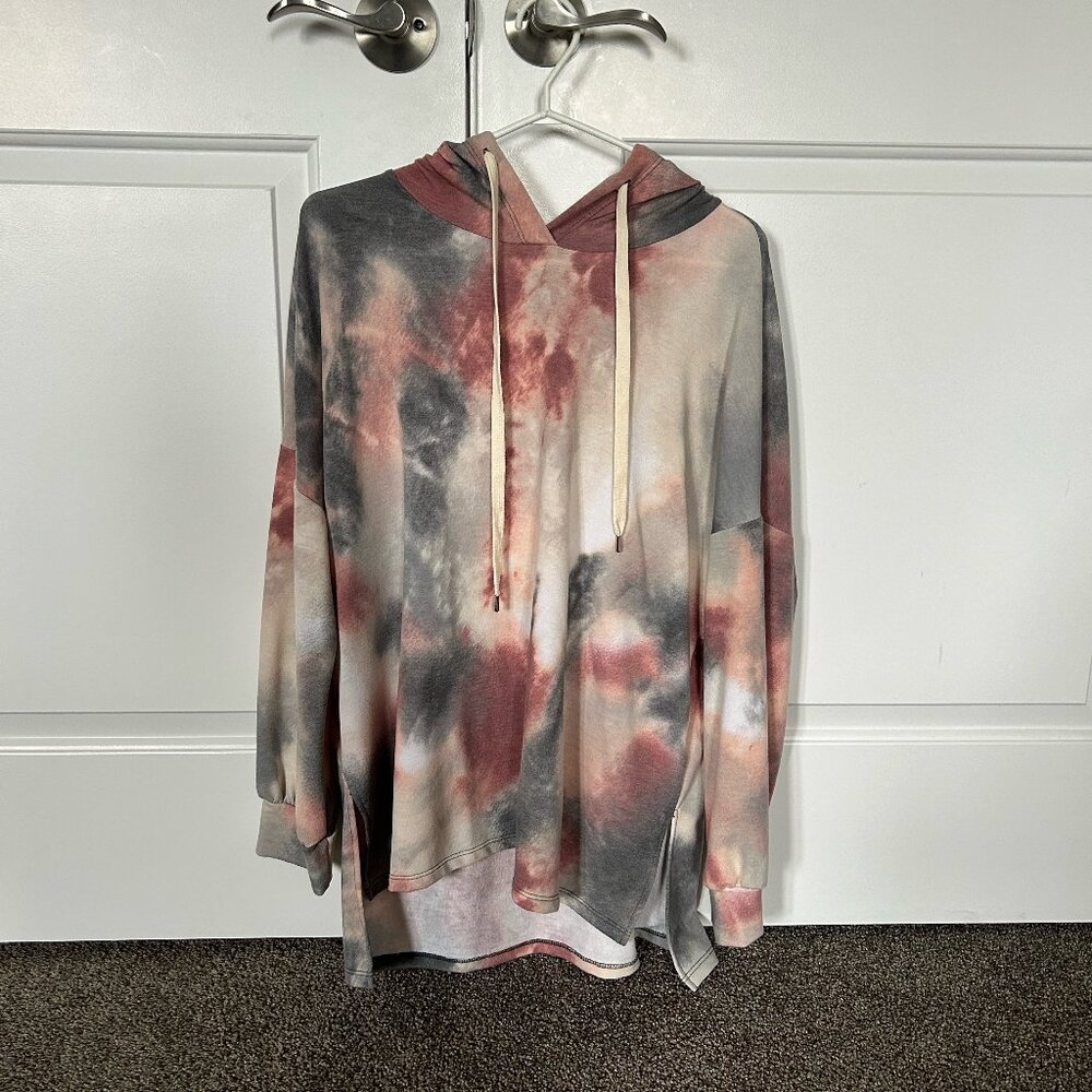 Women's Lightweight Tie-Dye Shirt with Hood Size XL NWOT